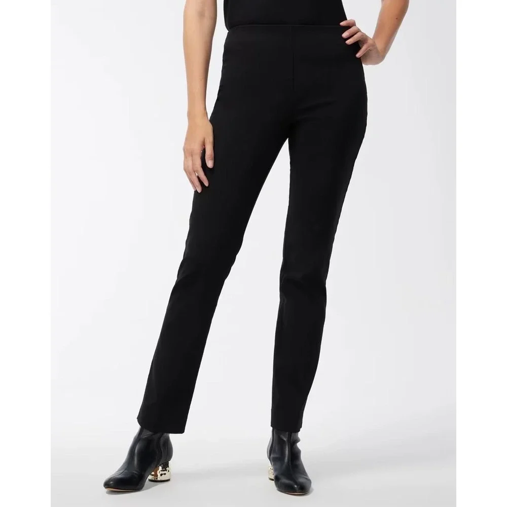 Chicos Juliet Slim Side Vent Pants Black Pull On Office Career Womens 3 US XL 16